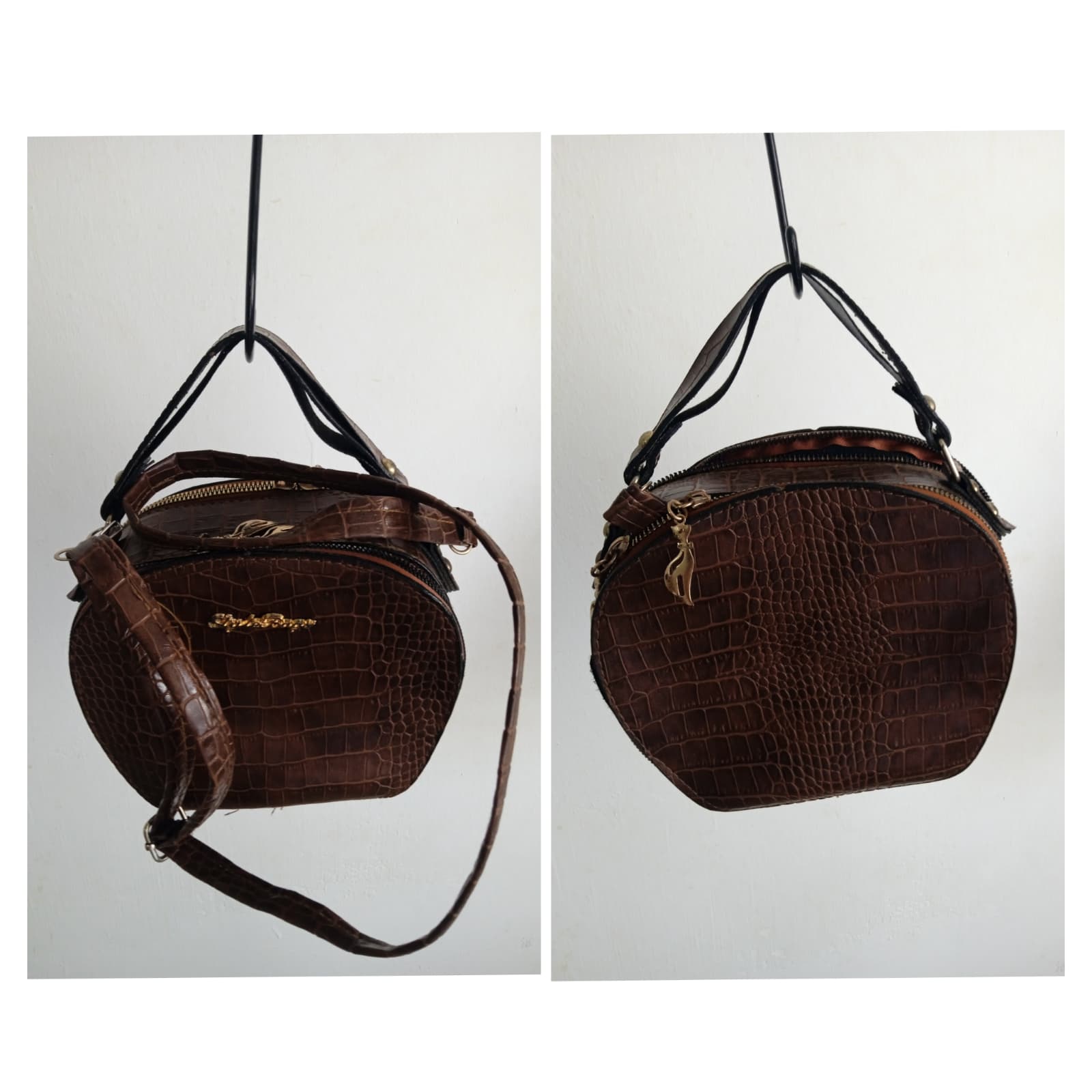 Brown Crocodile Pattern Handbag for Sale
