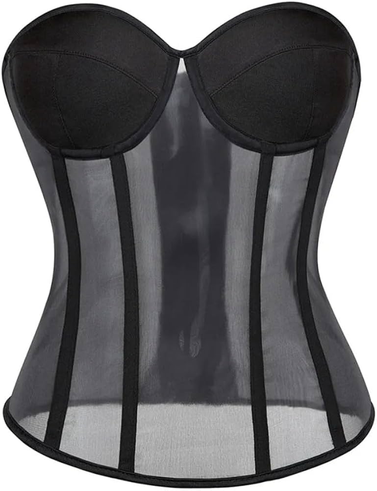 Black Mesh Corset Top / Bustier image 2